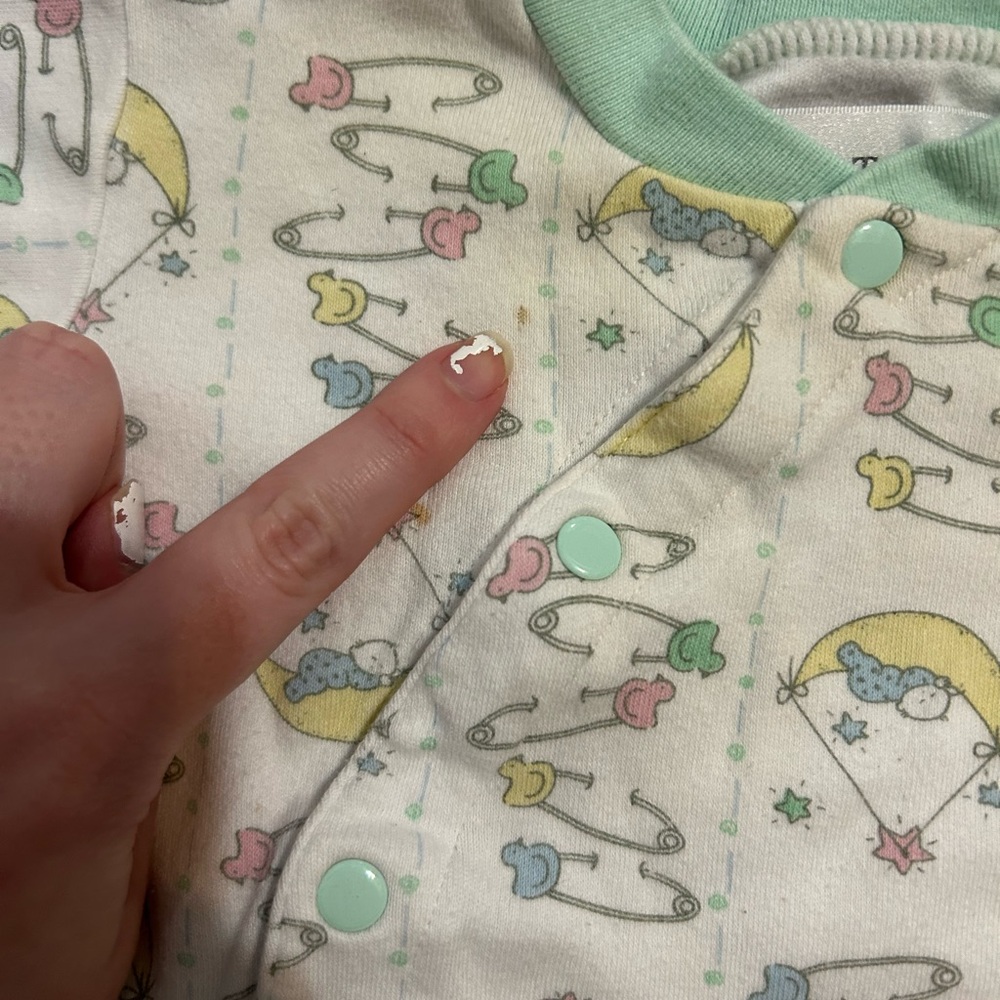 Tiny Town Vintage 90s Baby Pastel Moon and Stars Button Romper Sleeper - Picture 4 of 5